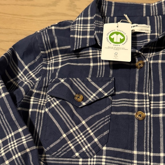 Size 6 Frank & Oak Blue & White Plaid Button Down Shirt - Picture 4 of 6